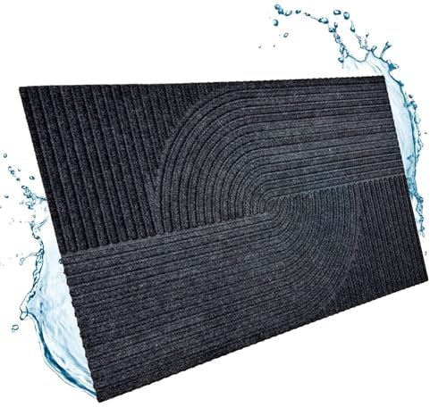 Entrando Fußmatte mit Struktur und Wellendesign - 45x75 cm - rutschfest, robust vor Abnutzung, pflegeleicht - ideal für Haustür oder Flur (Anthrazit)