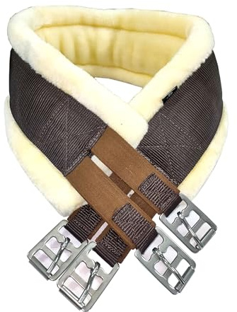 Preto Sangle de saut de selle synthétique avec extrémités élastiques douces en fausse fourrure/vison/polaire - Sangle en nylon résistante aux déchirures - Rembourrée - Pour cheval