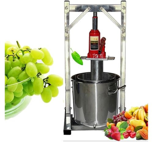 JIURUOZ Pressoir à Fruits Manuel, Pressoir A Fruits, Presse-Agrumes hydraulique épaissi de 12 L, Presse-Agrumes Manuel avec Deux barils en Acier Inoxydable for la vinification des Fruits