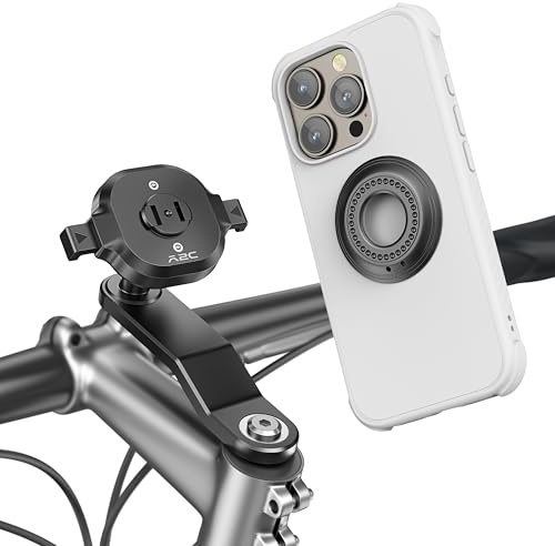A2C Aluminum Bike Phone Mount Holder– Easy to Install Mountain Road Bicycle Stem Phone Holder with Quick Release Snap Lock & Universal Adapter, One Lock System for iPhone Samsung Smartphones