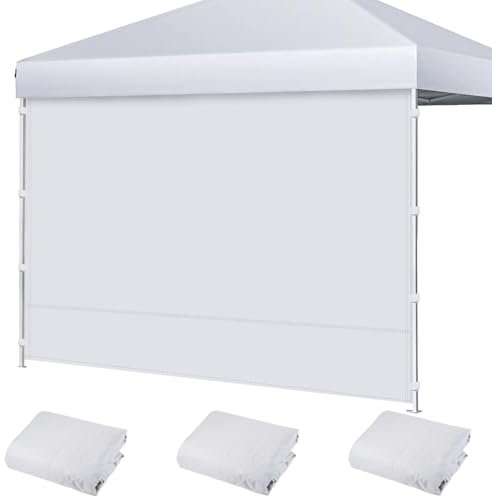Parois latérales escamotables de 3 x 3 m, 3 panneaux en tissu Oxford, protection contre les intempéries, pour plage, camping, étals de marché, installation instantanée