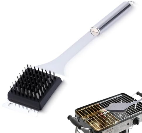 Brosse Barbecue 2 in 1 Multifonctionnelle avec Grattoir Métallique pour Nettoyage en Profondeur des Grilles (Petites)