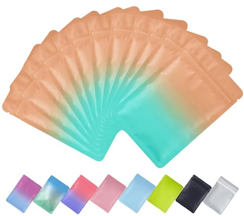Plaphy 100 Sacchetti Mylar in Alluminio Richiudibili con Zip, Bustine in Mylar Ermetiche per Alimenti, Buste Opache e Piatte per Confezionamento e Conservazione (Giallo e Blu, 12 x 20 cm)