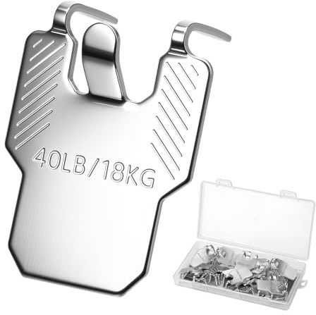 20Pcs Picture Hangers Claw Hooks for Drywall Stainless Steel No Nails Required Holds up to 40lb for Duty Art Picture Mirror Photo Poster Painting Hanger Hardware Kit