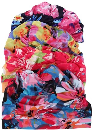 HOODANCOS Cuffia da Nuoto Multicolore in Nylon Elasticizzata Protezione Orecchie Set da 4 Cuffie da Bagno Stampate per Uomini e Donne Adatta per Allenamento e Gare in Piscina