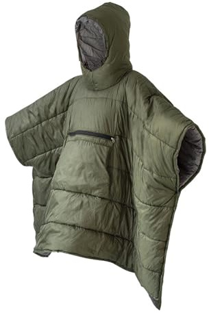 SHYYOULQE Camping bomull poncho filt utomhus varm bärbar kappa med stora fickor vikbar bomullskappa lätt att använda vandring
