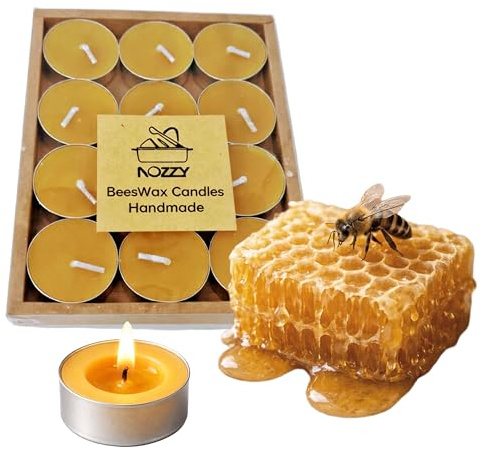 Nozzy Handmade Beeswax Tea Light Candles Pack of 12