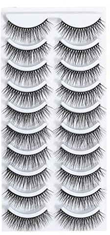 ZAICOLER 10 Paires de Faux Cils 3D, Cils Artificiels Auto-adhésifs, Extensions de en Fibres Fines avec Aspect Naturel, Idéal pour le Maquillage Cosmétique de Mode