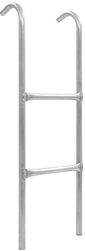 GeenYuu Scala per trampolino a 2 gradini in acciaio zincato, altezza 102,6 cm, per trampolini alti 80-90 cm, scala argentata con facile montaggio e accesso sicuro, per giardino e esterni