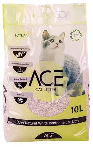 Arena Blanca Aglomerante Super Premium para Gatos con Aroma Natural 10l, excelente para controlar los olores. 100% Bentonita Natural. con una Alta retencion de líquido Superior.