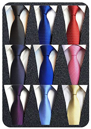 Adulove Men's Necktie Classic Silk Tie Woven Jacquard Neck Ties 9 PCS