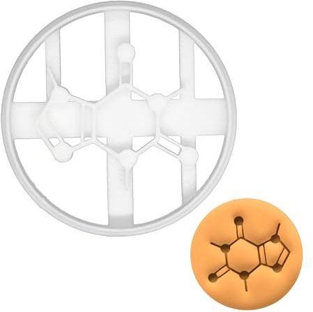 BAKERLOGY Caffeine Molecule Cookie Cutter - Detailed Biscuit Cutter Design for Baking and Crafts, Ideal on Fondant, Dough, Clay