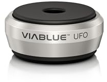 VIABLUE UFO Absorber * Ø 3,5 cm * Shock-, Resonanz,- Schwingungsdämpfer für Lautsprecher, Subwoofer und vibrierende Geräte * Silber * Set 4 Stück