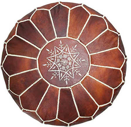 Marrakesh Style Wunderschöner, origineller, dunkelbrauner Sitzhocker, marokkanischer Lederpouf, Naturlederpoufs, Heimgeschenke, Hochzeitsgeschenke, ungefüllt (dunkelbraun)