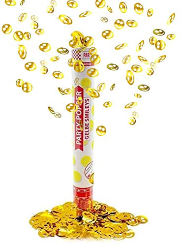Party Factory 1 Party Popper, 40 cm, Smileys, Konfettiregen für Hochzeit, Geburtstag oder Silvester
