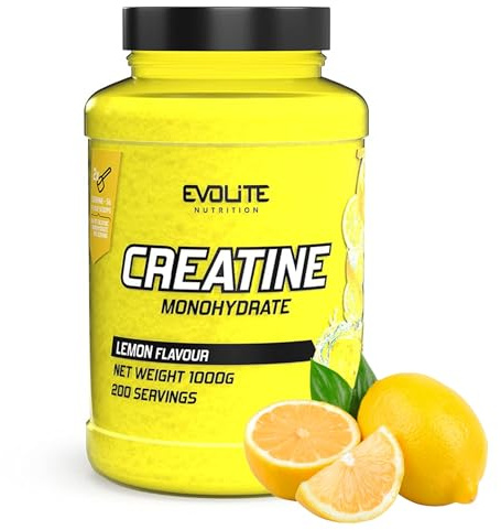 Kreatinmonohydrat 1kg - Taurin Kreatinpulver, Pre-Workout -200 portioner - Perfekt lösligt, veganskt & mikroniserat, 6 månaders förbrukning - Evolite Nutrition | Kreatin med smak, kreatpulver, perfekt löslig, vegansk och mikroniserad, 6 månaders lager