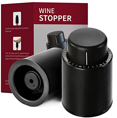 Bouchon de Vin Sous Vide 2 Pièces Bouchon Bouteille Vin Réutilisable avec Echelle de Temps Wine Saver Stopper Gardez Le Vin Frais Cadeau Spécial pour Les Amateurs de Vin