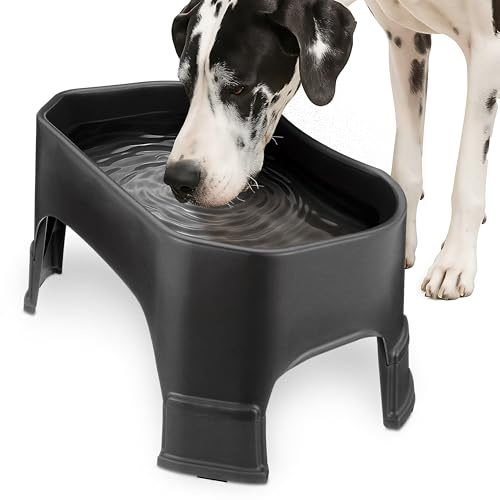 Neater Pet Brands Extra Large Water Bowl for Dogs, Elevated Outdoor Dog Water Bowl (2.25 Gallon XL Capacity), Big Trough Style Food Dish for Indoors or Outside, No Spill Large Dog Bowls, Black