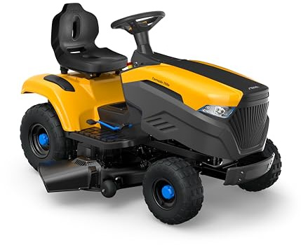 STIGA Trattorino tagliaerba elettrico Tornado 398e 98 cm – Trattorino a batteria 48V 30Ah – Trattore rasaerba con scarico laterale e mulching – Cruscotto digitale e gancio traino