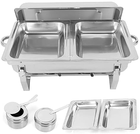 Chafing DISH SET 9L värmebehållare i rostfritt stål, värmebehållare för disk, matvärmare Värmebehållare för catering bufféfest