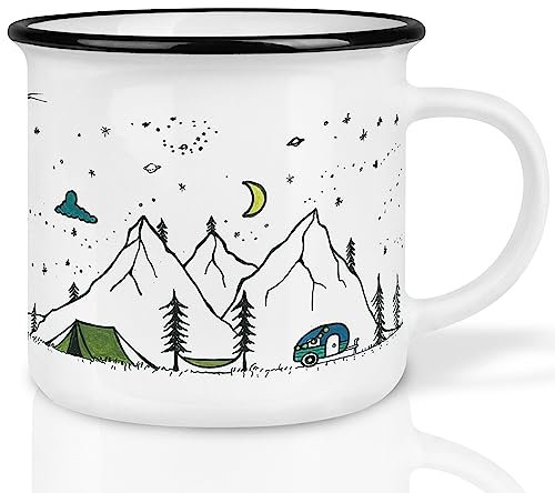 Ligarti® Keramiktasse [Design by H. Ligeti] Design Mug & handveredelter Becher I Spülmaschinengeeignete Tasse, Kaffeetasse, Teetasse, Cup (Camping Life)