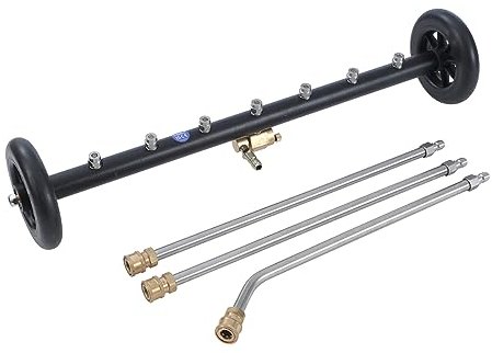 Aim Tools 24 Zoll Hochdruckreiniger Unterwagen Reiniger Bodenreinigung Aufsatz Auto Chassis Washer 4000 PSI Unter Autowäsche Wasser Besen 1/4 Quick Connect, mit 3 Verlängerungsstäben
