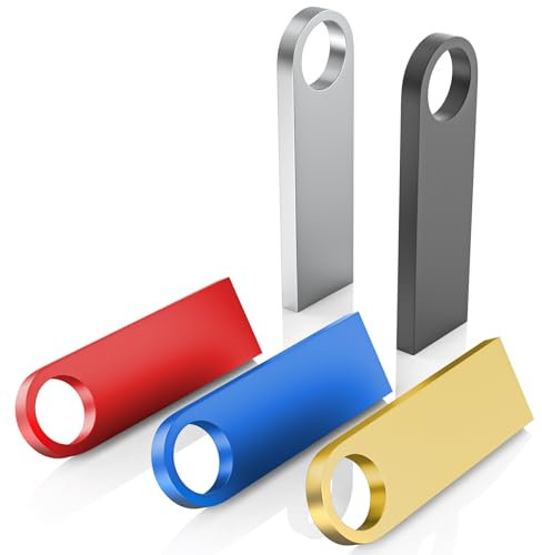 WOOOLKEN Chiavetta USB Mini da 128 GB, 5 Pezzi, Impermeabile, 128 GB, USB, in Metallo, Confezione da 5 Pezzi Pen Drive