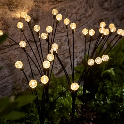 Lights4fun Set di 4 Lampade Solari Lucciole a Luci LED di 70 cm Impermeabile per Giardino Esterni