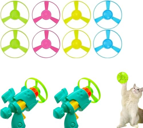 Celerypet, set di lancia per gatti a disco volante con elica di sedano, giocattolo interattivo per gatti di piccola e media taglia, giocattoli volanti per gatti (2 set)