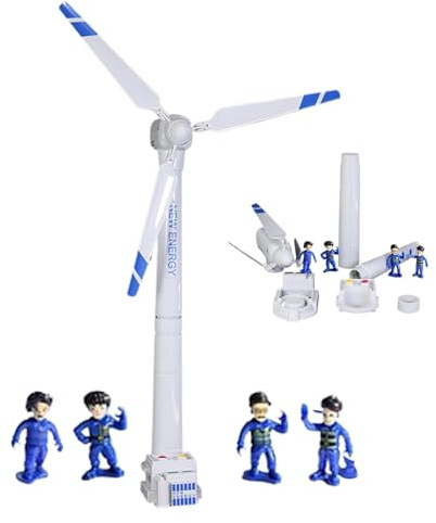 STEM Wind Turbine Kit for Kids | 16.5 Mini Windmill Model with Figures | Educational Renewable Energy Toy | Buildable Science Experiment Kit | Hands-On Physics Learning for Ages 8+