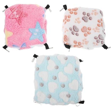 DIYEAH 3pezzi Amaca Sospesa Doppio Per Criceti e Piccoli Animali Domestici Sacco Pelo Caldo Fibbie in Design Risparmiante Di Spazio Per Gabbia
