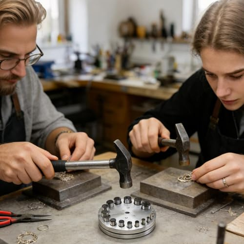 Cortador de disco: herramienta de perforación manual de alta resistencia, colgante para hacer joyas de 17 piezas para metal, latón, papel plateado, calcomanías de piedra, collar con dijes de monedas,