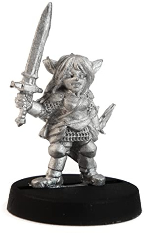 Stonehaven Female Gnome Paladin Miniature - Lead-Free Pewter Figure, 28mm Scale, Unpainted, Made in USA