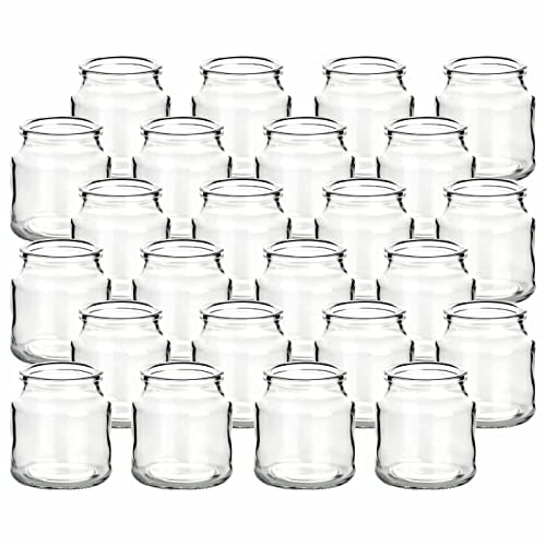 gouveo 24er Set Teelichtgläser Rondo - Teelichthalter 7 x 7,7 cm - Windlicht rund für Garten, Terrasse, Balkon - Glas 200 ml für Dessert - Deko-Glas für Hochzeit, Geburtstag, Feier