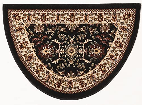 GAD Hearth Slice Fireplace Rug, Classic, Traditional, Log Cabin Decor, Accent Rug, Fire Resistant Mat, Stain Resistant, Area Rug for Bedroom, Living Room, Entryway, 2'2x3'3 (Cream/Black)