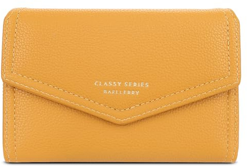 FORRICA Portefeuille Femme Petit Format Porte Monnaie Elégant Porte Cartes Cuir PU Porte Feuille avec Fermeture Éclair Boîte Cadeau Jaune