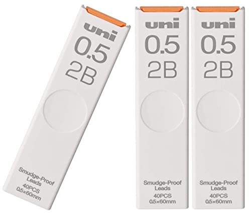 Uni Japan, Uni Mechanical Pencil Core Lead Refill Smudge-Proof 0.5 2B Sliding Case UL-S-0.5-402B 3 Packs 120pcs With Kanji LOVE Sticker