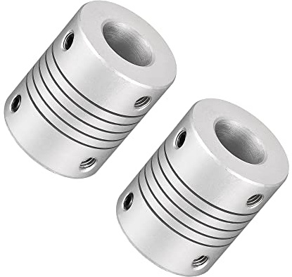 PATIKIL Da 12mm a 12mm L30xP25 Alluminio Lega Albero Giunto Flessibile Attacco Motore Connettore Giunto per Fai da Te,Argento Tone 2pz