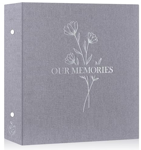 Lanpn Photo Album 6x4 Slip in, OUR MEMORIES Linen Extra Large Capacity 1000 Pockets Photo Albums Holds Landscape and Portrait 10x15cm Picture Grey
