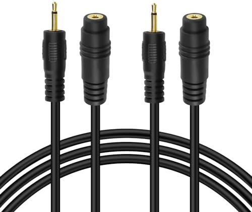 XMSJSIY Cable de extensión de 2,5 mm, conector TS Mini Mono macho a hembra de 2,5 mm, adaptador jack de audio, cable de altavoz para auriculares, micrófono, altavoz - 2 unidades - 1,8 m / 5,9 pies