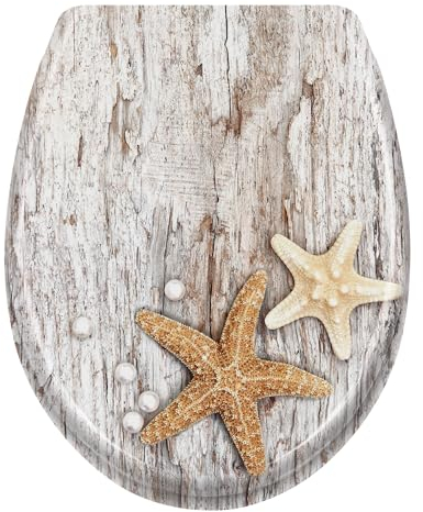 LILIIN Toilettendeckel, WC Sitz mit Absenkautomatik, Quick-Release Funktion für einfach Reinigung, Antibakteriell Klodeckel Klobrille aus Duroplast- Perlseestern