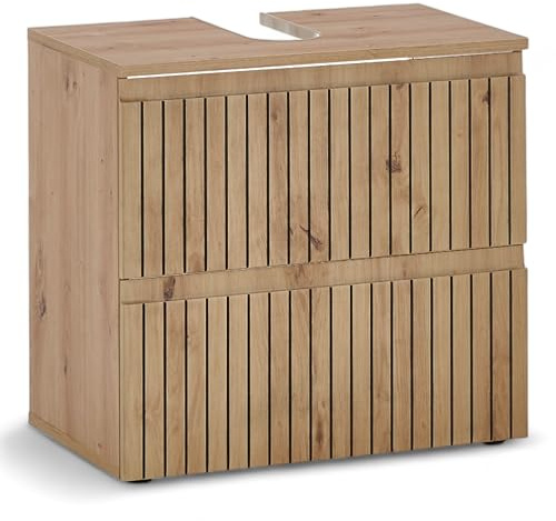 AUSTIN Badezimmer Waschbeckenunterschrank in Artisan Eiche Optik, Wildeiche Optik FSC-zertifiziert - Bad Unterschrank Badezimmerschrank mit viel Stauraum - 60 x 57 x 36 cm (B/H/T)