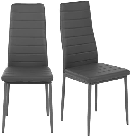ZZINOKE Esszimmerstühle 2er Set, Kunstleder, SGS-geprüft, Hohe Rückenlehne, Wasserdicht, Küchenstuhl, Esszimmer Stühle oder Esstisch Stuhl, Grau