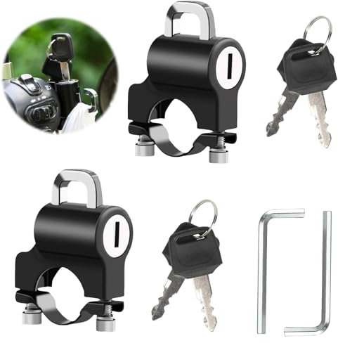 OWLMATE 2 Pezzi Lucchetto per Casco Moto, Antifurto Casco Moto, Blocca casco per Moto Adatto in Alluminio for Manubrio da 22mm - 28mm