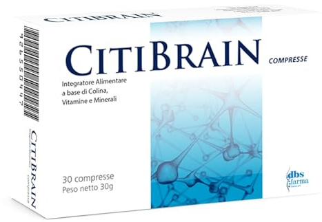 CITIBRAIN | Integratore Memoria e Concentrazione | Colina, Vitamine B1 B6, Vitamina E, Zinco e Selenio | Integratore Funzioni Cognitive e Focus Mentale | Made in Italy