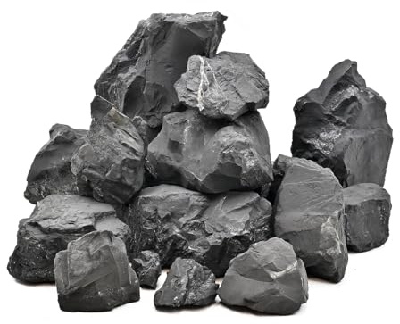 Unocho Fish Tanks Stone 20lb Natural Black Rocks for Aquariums Paludarium Decorative Aquascaping Stone for Reptile Terrariums Bonsai Gardens Indoor Outdoor(3-9-8pcs)