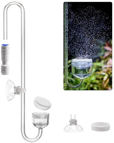 Clscea Diffusore di CO2 in acrilico per acquario, atomizzatore di CO2 a S, contatore di bolle con disco sostituibile e spina rapida, per acquario e vasca, 25 cm (S)