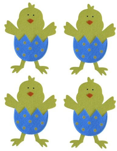 Pocoiau Set 4 Robuste Easter in Tessuto Piccinetto Tasca per Posate Comoda per Pulcini E Biforcistiche per L'intrattenimento Domestico