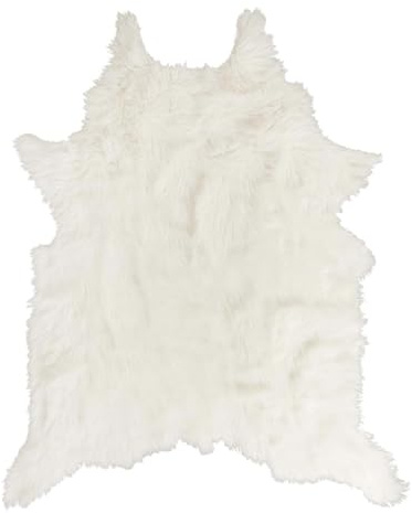 AltoBuy Tapis Forme Peau de Bête 120x158cm Imitation Fourrure Blanche