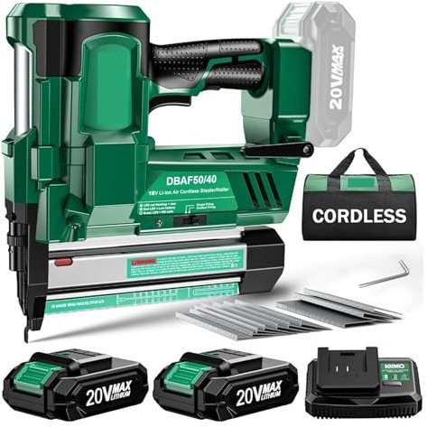 KONGMM Clavadora Pistola de Clavos Calibre 18 alimentada por batería con 2 baterías y Cargador 2,0, clavadora/Grapadora eléctrica inalámbrica 2 en 1, Ajustable